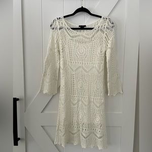 H&M boho lace crochet 3/4 sleeve dress with slip XS